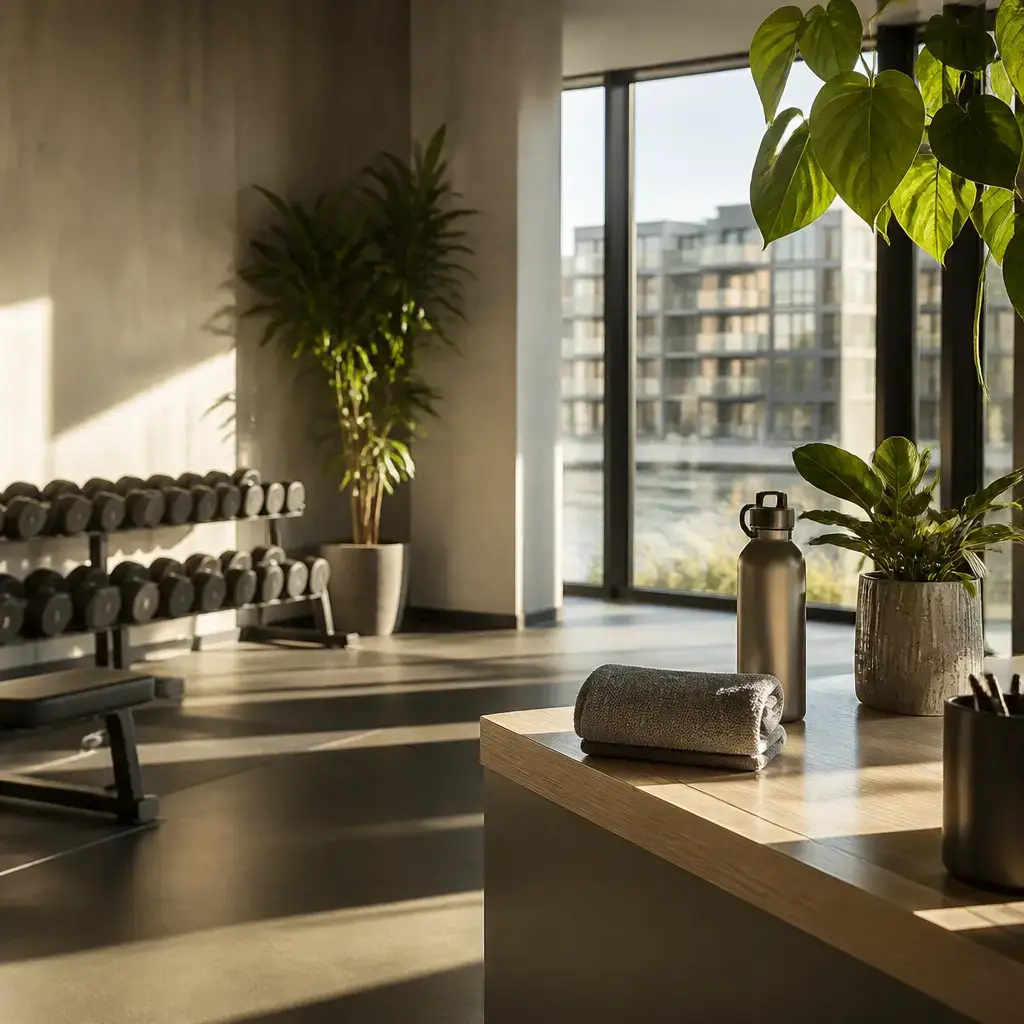 Japanese lesson set in a contemporary Tokyo everyday setting: At a fitness facility, a member asks how to pause a membership during recovery while keeping personal details private..