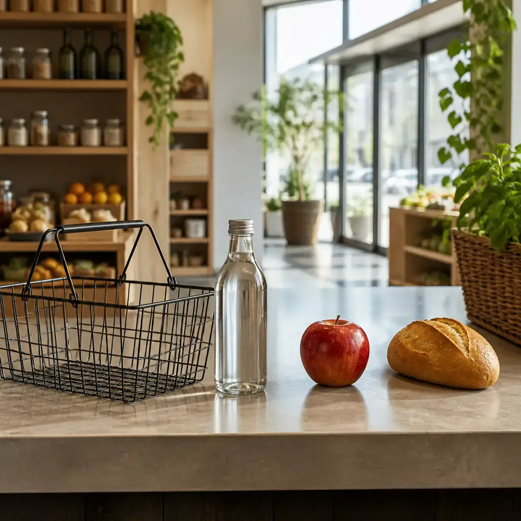 German lesson set in a contemporary Berlin everyday setting: A beginner practices six useful English phrases about basic needs, wishes, and preferences..