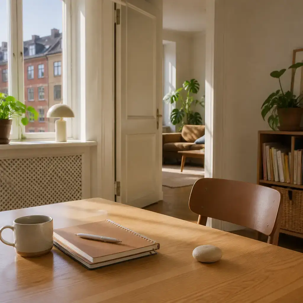 German lesson set in a contemporary Berlin everyday setting: A beginner practices six useful English phrases about basic permission questions..