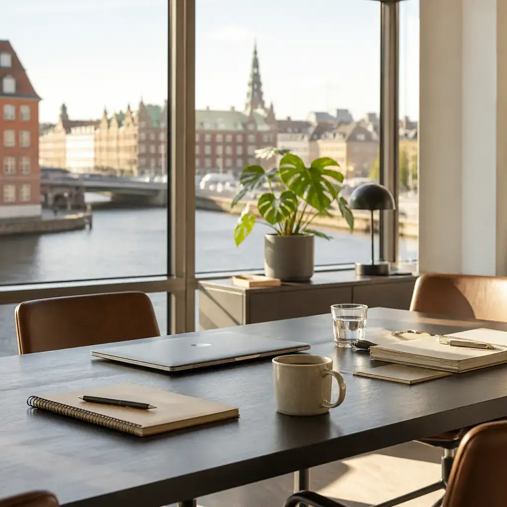 German lesson set in a contemporary Berlin everyday setting: In a workplace, two adults coordinate sending a finished report file before a meeting starts..