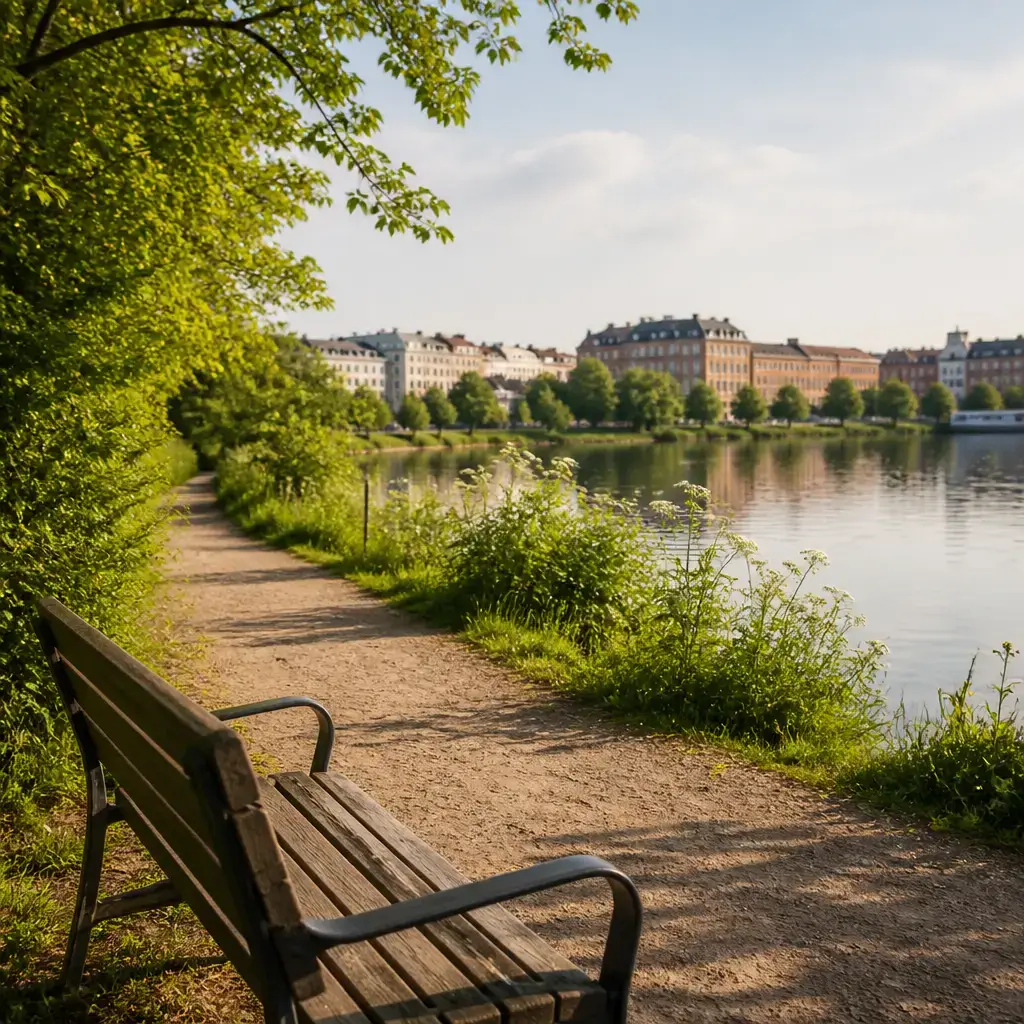 German lesson set in a contemporary Berlin everyday setting: In a free-time conversation, two adults talk about walking in a park and going there together..