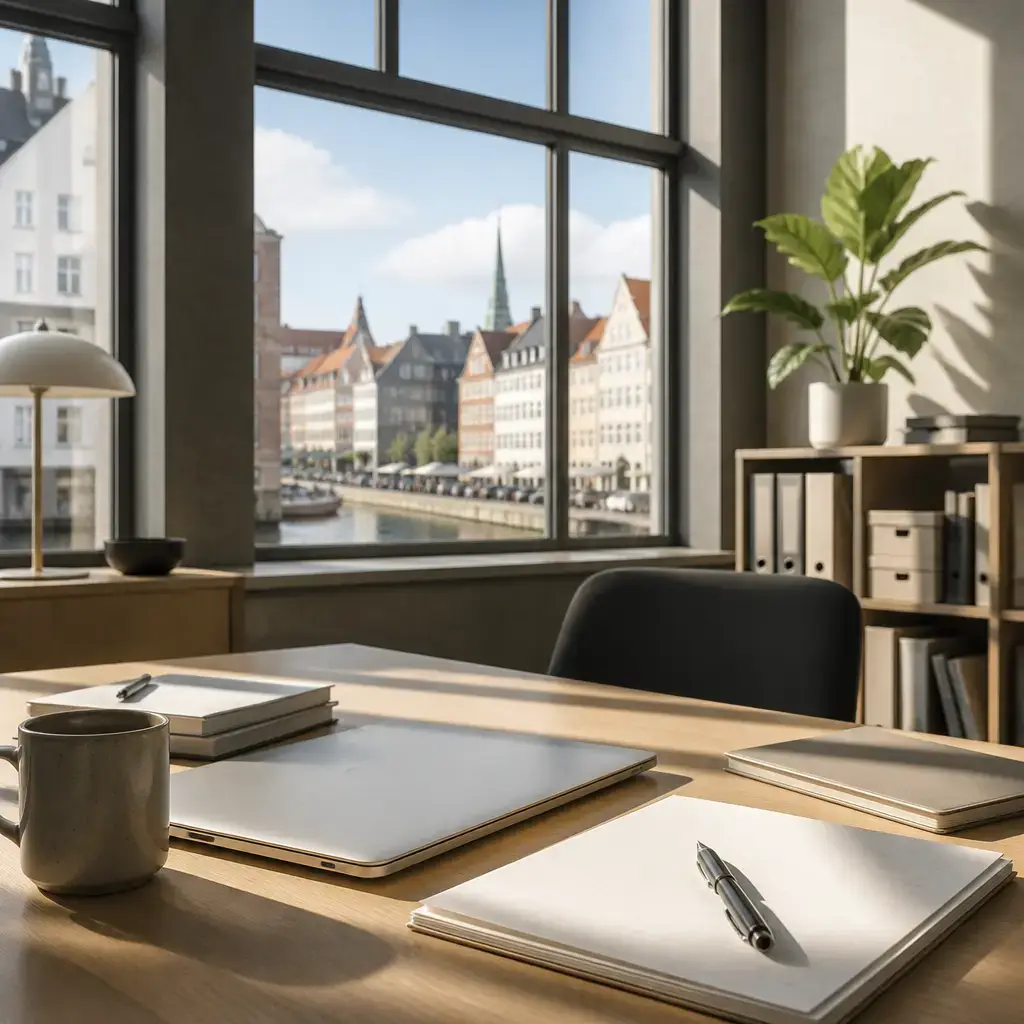 German lesson set in a contemporary Berlin everyday setting: At work, two adults prioritize an urgent email before starting an important report due soon..