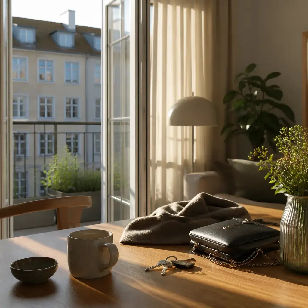 German lesson set in a contemporary Berlin everyday setting: Before an evening plan, one friend apologizes for canceling late because of a family issue and offers to reschedule..