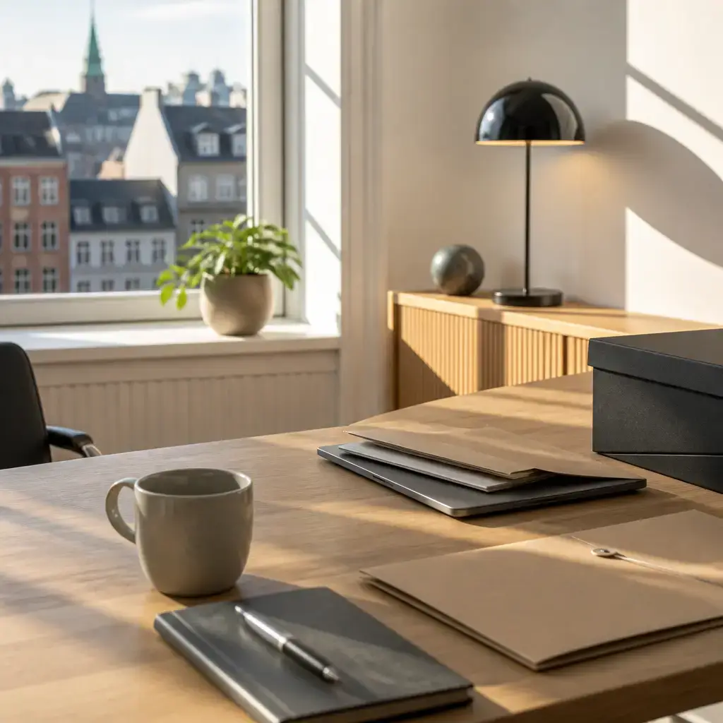 German lesson set in a contemporary Berlin everyday setting: In a job interview follow-up, a candidate clarifies next steps and offers work samples while protecting confidential client information..