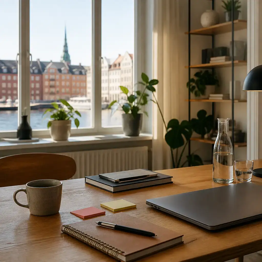 Japanese lesson set in a contemporary Tokyo everyday setting: During a remote project meeting, two coworkers clarify a changed agenda after a new compliance concern shifts the priority..