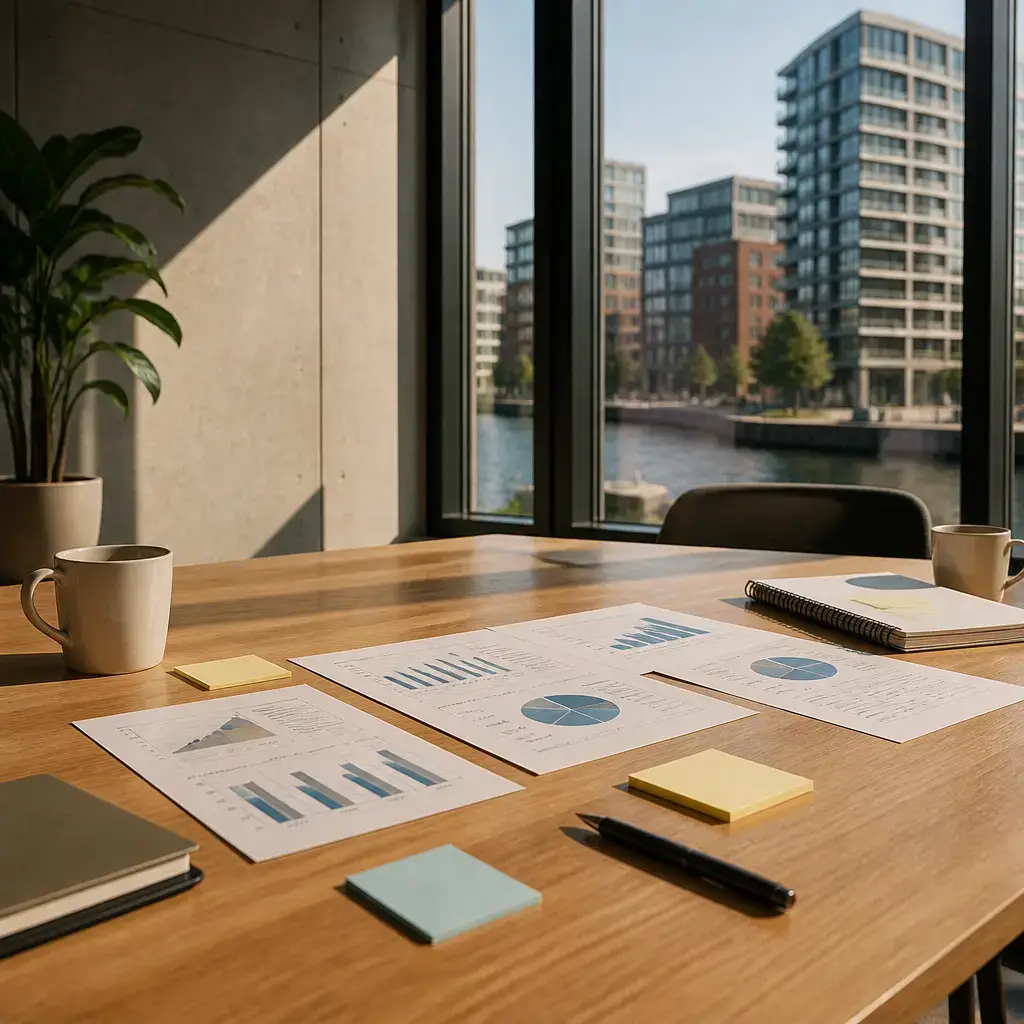 Japanese lesson set in a contemporary Tokyo everyday setting: In a workplace feedback session, two adults discuss strengthening a report with more evidence before it is shared widely..
