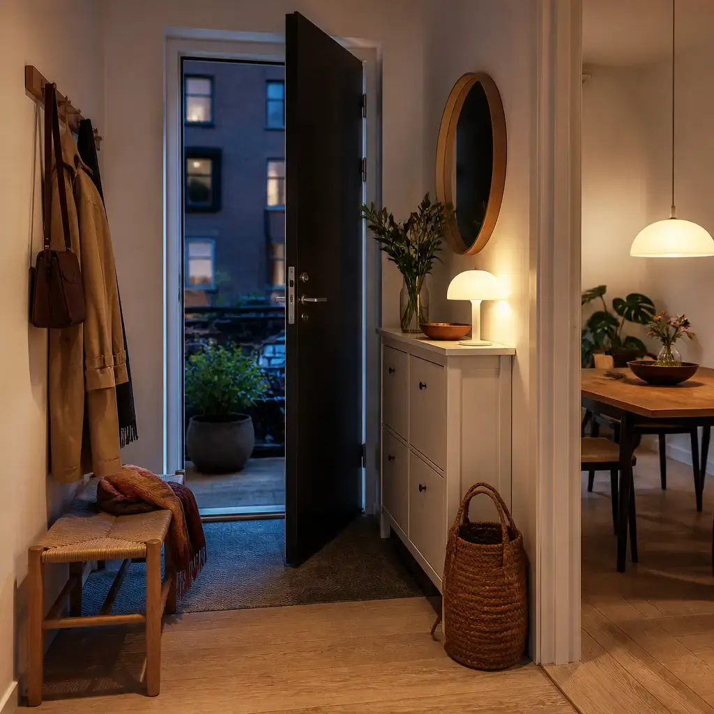 Danish lesson set in a contemporary Copenhagen everyday setting: Arriving home and greeting someone in a simple, natural way.