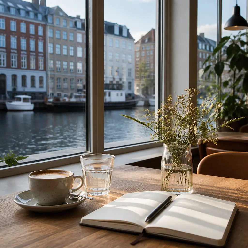 Danish lesson set in a contemporary Copenhagen everyday setting: Reunion after a long time — 'how are you? what's new?'.