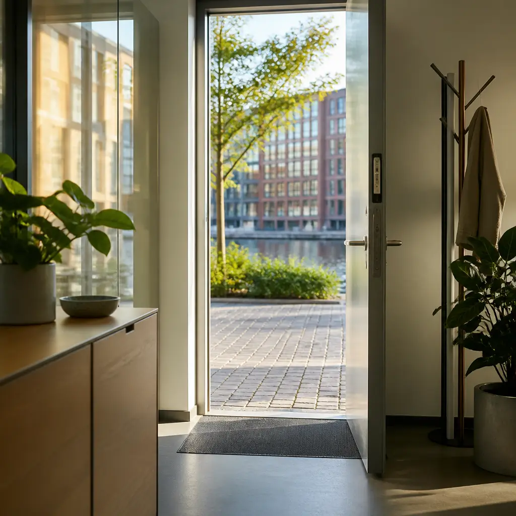 Danish lesson set in a contemporary Copenhagen everyday setting: Saying goodbye — 'see you later' / 'have a good day' closing lines.
