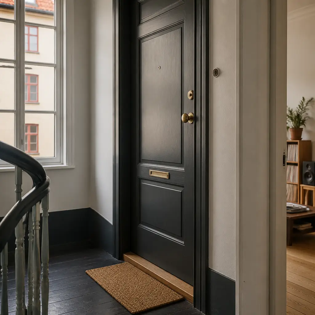 Danish lesson set in a contemporary Copenhagen everyday setting: Asking neighbor about noise — polite request without confrontation.