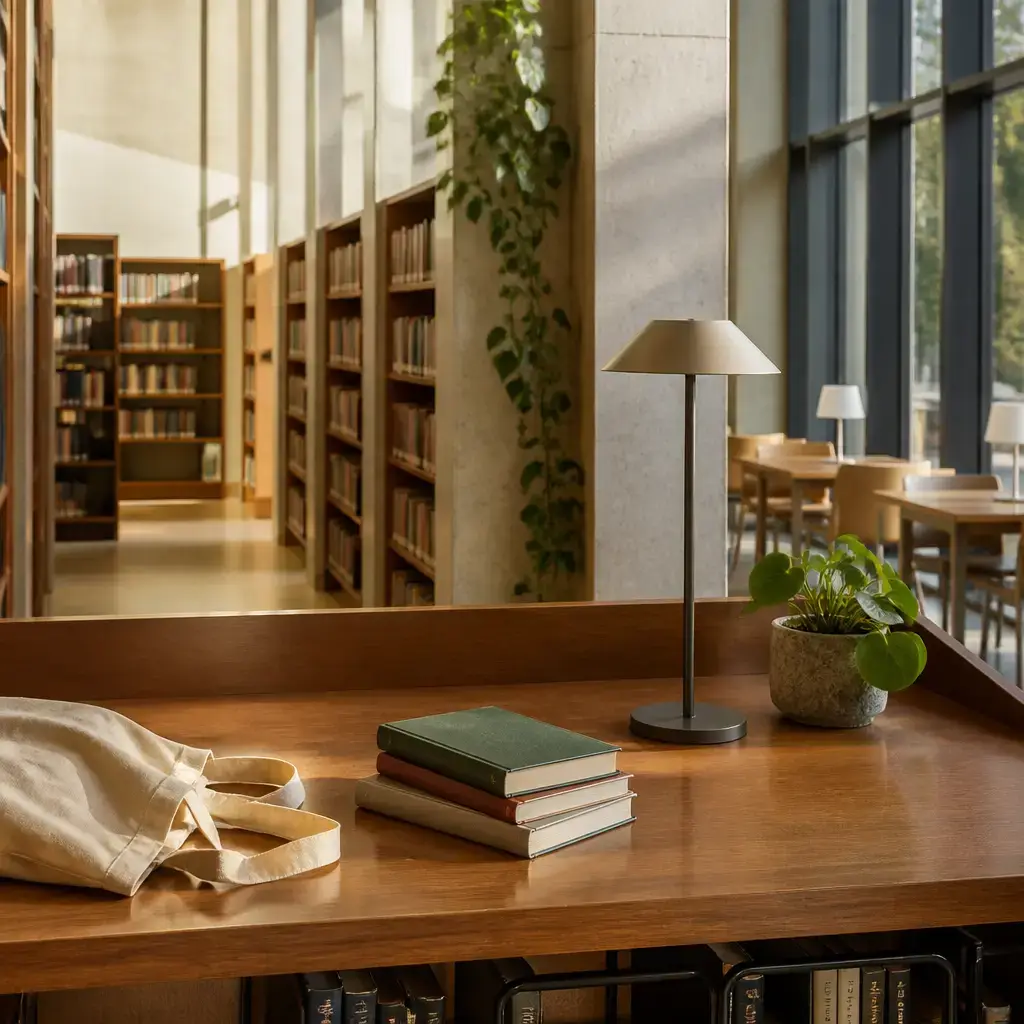 Danish lesson set in a contemporary Copenhagen everyday setting: In a library, a visitor asks to borrow a book, where to return it, and where to read before leaving..