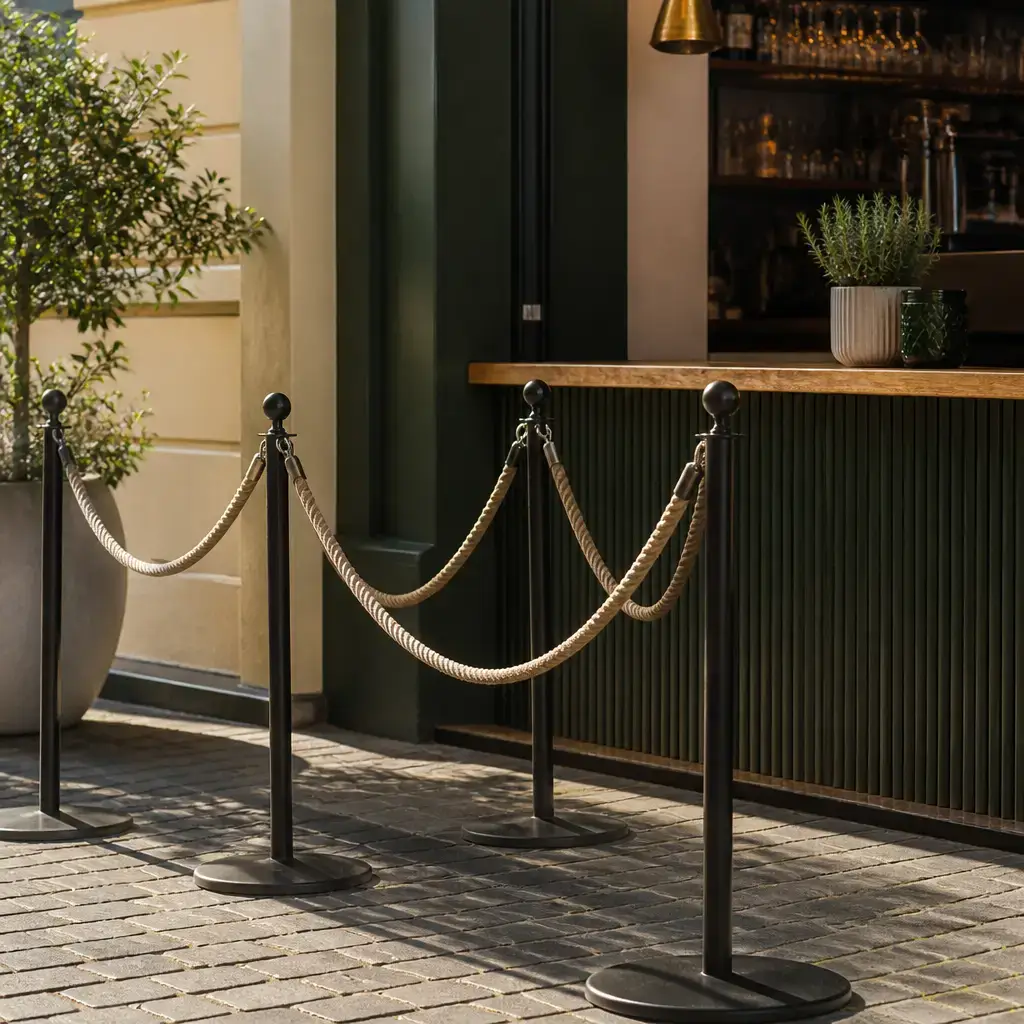 Danish lesson set in a contemporary Copenhagen everyday setting: In a line, one adult asks another to hold a place while they go back for a wallet..