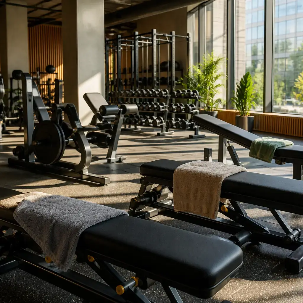 Danish lesson set in a contemporary Copenhagen everyday setting: At a busy gym, a member asks staff to handle equipment being held with towels without singling anyone out..