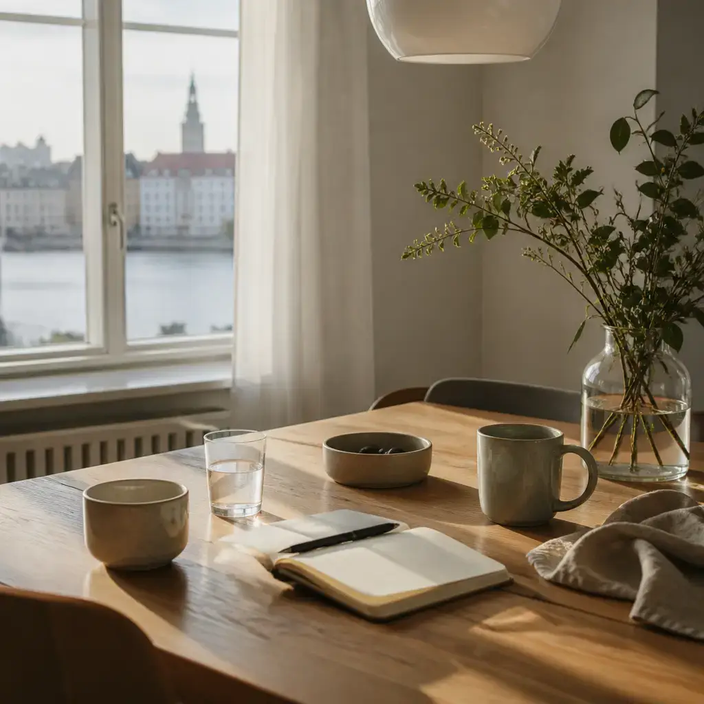 Danish lesson set in a contemporary Copenhagen everyday setting: In daily life, two adults repair trust after a sharp message by acknowledging the tone, explaining the context, and agreeing to pause before replying..