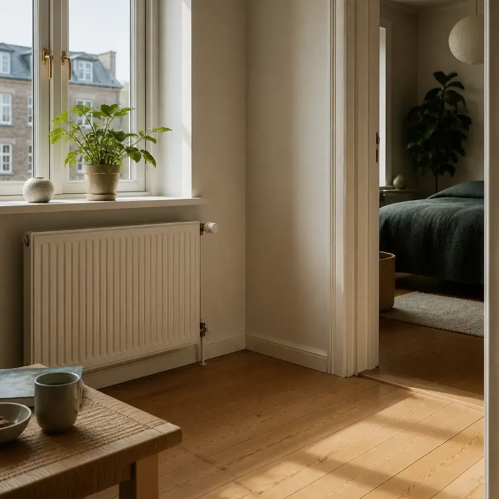 German lesson set in a contemporary Berlin everyday setting: At home, a tenant describes a heating problem and discusses whether a technician will need access to different rooms..