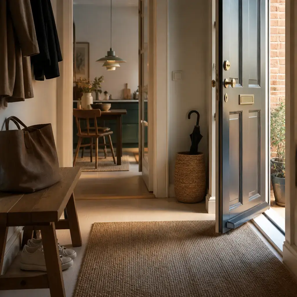Danish lesson set in a contemporary Copenhagen everyday setting: Arriving home and greeting someone in a simple, natural way.